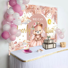 Lofaris Autumn Floral Teddy Bear Girl Baby Shower Backdrop