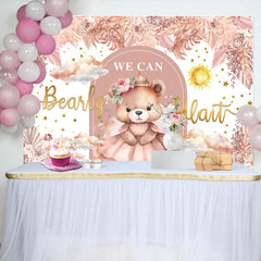 Lofaris Autumn Floral Teddy Bear Girl Baby Shower Backdrop