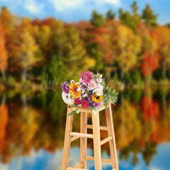 Lofaris Autumn Forest By The Lake Natural Scenery Backdrop