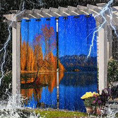 Lofaris Autumn Forest Lake Waterproof Outdoor Curtains For Gazebo