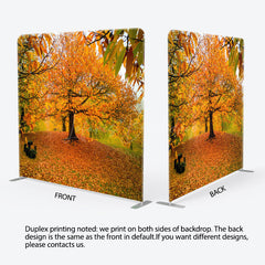 Lofaris Autumn Forest Tension Fabric Backdrop Orange and Yellow Fall Tree Scenery Thanksgiving or Wedding Photography