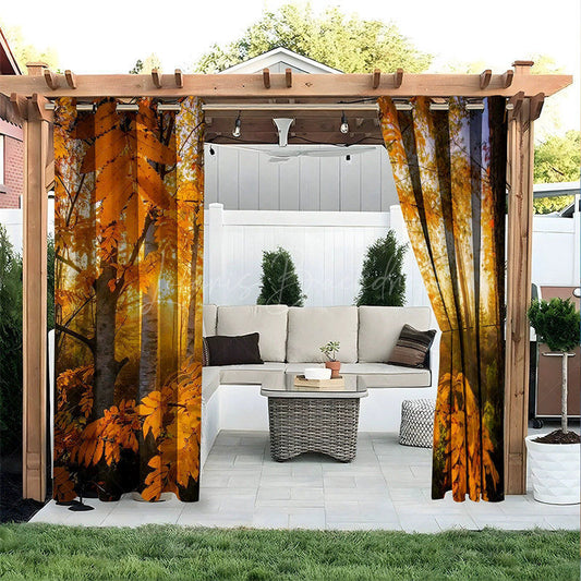 Lofaris Autumn Forest Waterproof Printed Outdoor Curtains