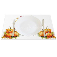 Lofaris Autumn Harvest Pumpkin and Sunflower Set of 4 Placemats for Fall Thanksgiving Kitchen Dining Decor