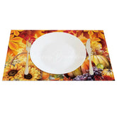 Lofaris Autumn Harvest Set of 4 Placemats with Mushroom Sunflower and Pumpkin for Fall Thanksgiving
