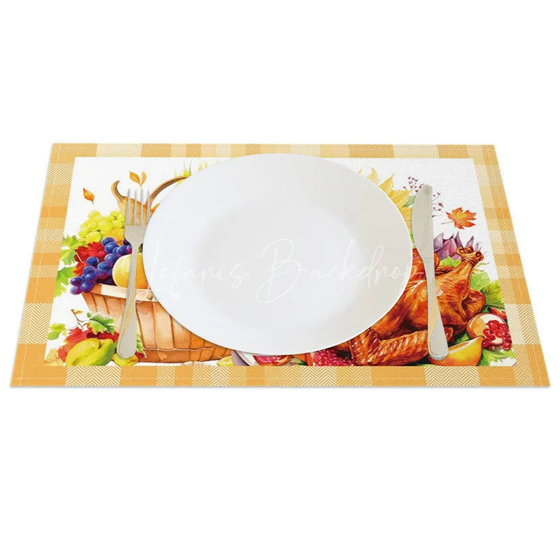 Lofaris Autumn Harvest Sunflower Set of 4 Placemats Yellow Floral Decor for Rustic Farmhouse Thanksgiving Table