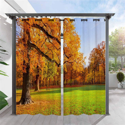 Lofaris Autumn Maple Forest Waterproof Outdoor Curtains For Porch