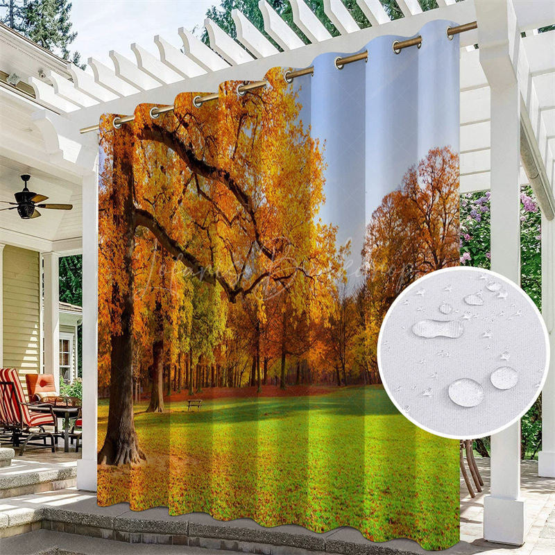 Lofaris Autumn Maple Forest Waterproof Outdoor Curtains For Porch