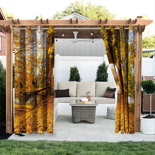 Lofaris Autumn Maple Grove Waterproof Printed Outdoor Curtains