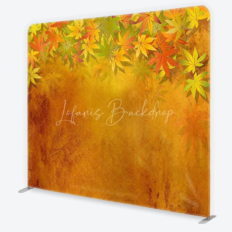 Lofaris Autumn Maple Leaves Tension Fabric Backdrop Golden Grunge Texture Foliage Background Seasonal Portrait Photography Prop
