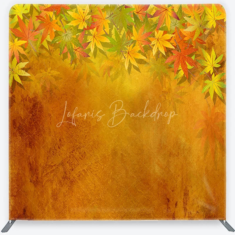 Lofaris Autumn Maple Leaves Tension Fabric Backdrop Golden Grunge Texture Foliage Background Seasonal Portrait Photography Prop