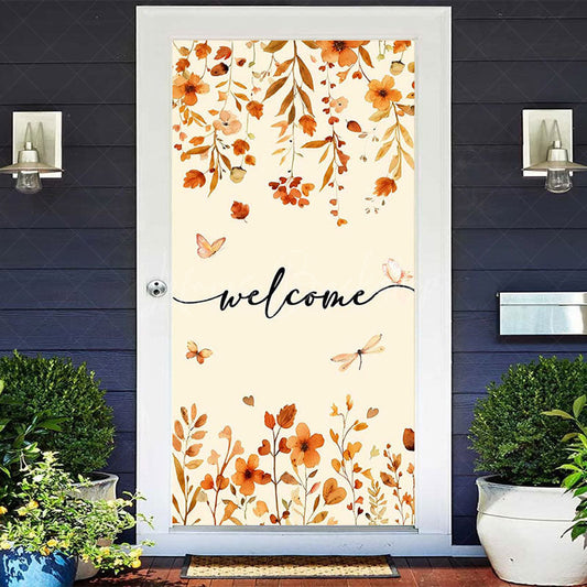 Lofaris Autumn Maple Leaves Welcome Thanksgiving Door Cover