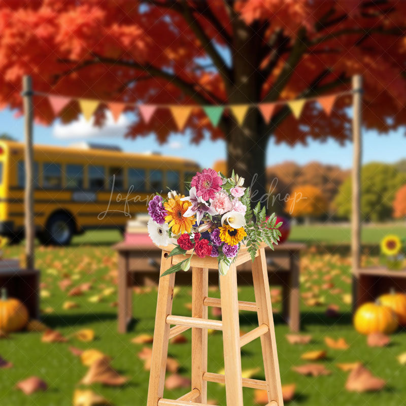 Lofaris Autumn Outdoors Welcome Back To School Photo Backdrop