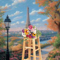 Lofaris Autumn Paris Park Path Tower Scene Photo Backdrop