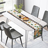 Lofaris Autumn Plaid Table Runner with Sweet Floral and Fallen Leaves for Farmhouse Thanksgiving Decor