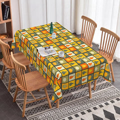 Lofaris Autumn Pumpkin Checkered Rectangle Tablecloth Fall Harvest Orange Yellow Plaid Thanksgiving Holiday Kitchen Decor
