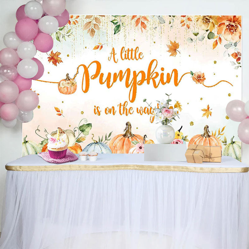 Lofaris Autumn Pumpkin Floral Harvest Baby Shower Backdrop