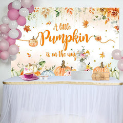 Lofaris Autumn Pumpkin Floral Harvest Baby Shower Backdrop