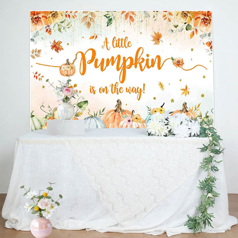 Lofaris Autumn Pumpkin Floral Harvest Baby Shower Backdrop