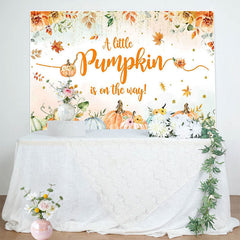 Lofaris Autumn Pumpkin Floral Harvest Baby Shower Backdrop