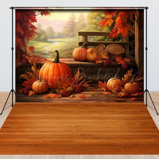 Lofaris Autumn Pumpkin Harvest Wooden Combo Set Backdrop