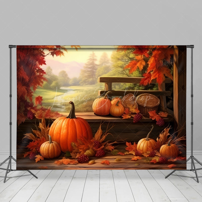 Lofaris Autumn Pumpkin Harvest Wooden Combo Set Backdrop