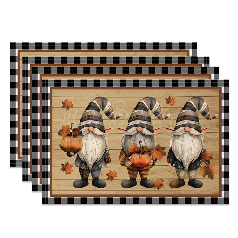 Lofaris Autumn Pumpkin Toys Wood Cartoon Set of 4 Placemats