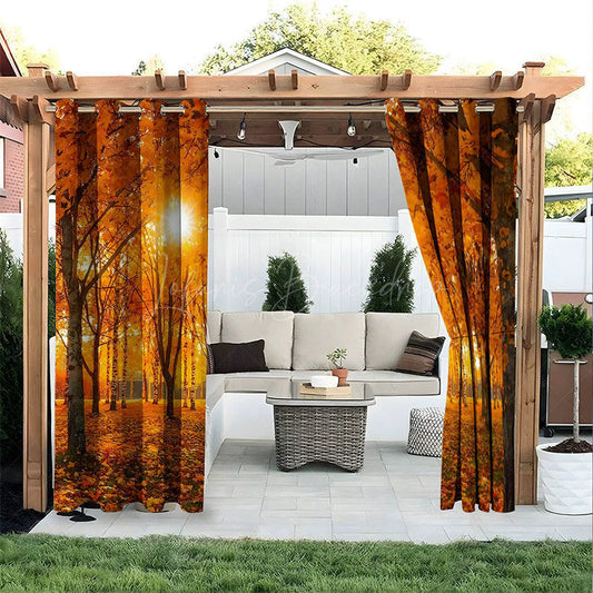 Lofaris Autumn Sunset Waterproof Printed Outdoor Curtains
