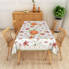 Lofaris Autumn Tablecloth with Red Maple Leaves and Pumpkins for Fall Harvest Thanksgiving Dining Table Decor