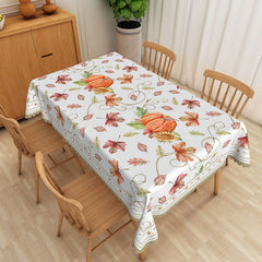 Lofaris Autumn Tablecloth with Red Maple Leaves and Pumpkins for Fall Harvest Thanksgiving Dining Table Decor