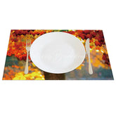 Lofaris Autumn Tree and Red Maple Leaf Pattern Set of 4 Placemats for Fall Harvest Thanksgiving Decor