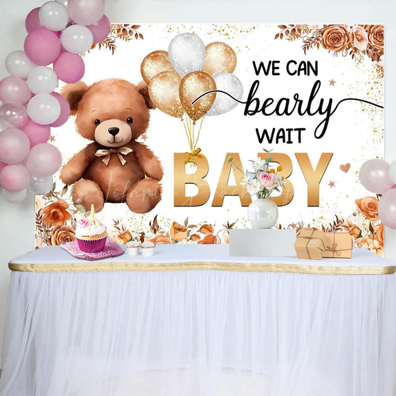 Lofaris Autumn Vibe Bearly Wait Teddy Baby Shower Backdrop