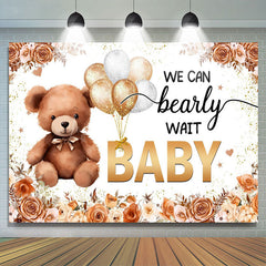 Lofaris Autumn Vibe Bearly Wait Teddy Baby Shower Backdrop