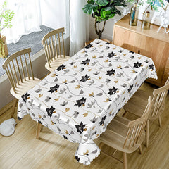 Lofaris Autumn Vibe Rectangle Tablecloth with Abutilon Flower Drawings for Elegant Fall and Thanksgiving Dining