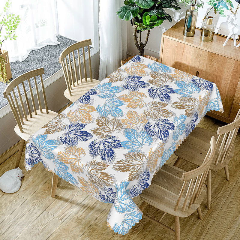 Lofaris Autumn Vibe Rectangle Tablecloth with Falling Maple Leaf Patterns for Thanksgiving and Fall Harvest Decor