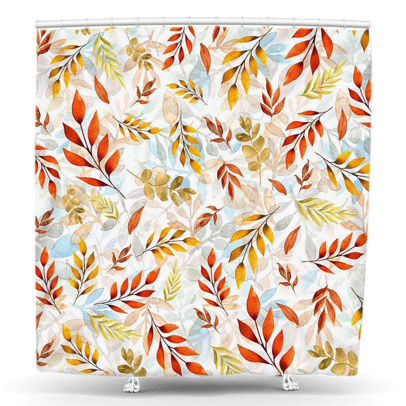 Lofaris Autumn Watercolor Leaves Pattern Shower Curtain