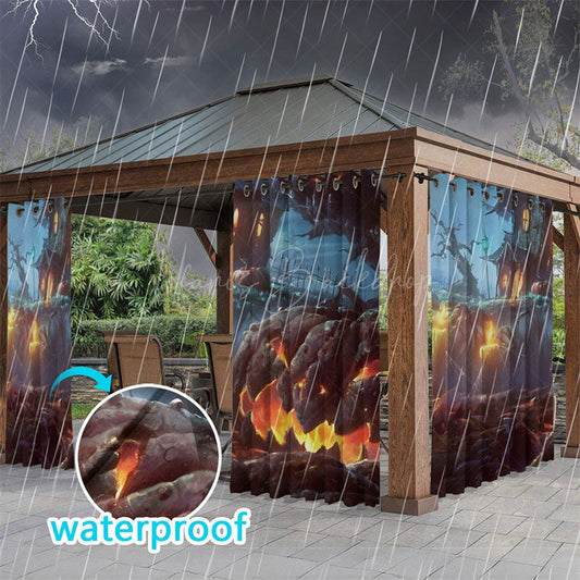 Lofaris Awful Halloween Waterproof Printed Outdoor Curtains