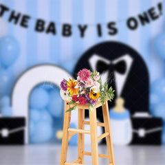Lofaris Baby Blue Balloon Tuxedo Boss Cake Smash Backdrop