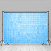 Lofaris Baby Blue Modern Square Pattern Summer Vibe Backdrop