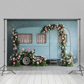 Lofaris Baby Blue Motor Home Floral Arch Wedding Backdrop