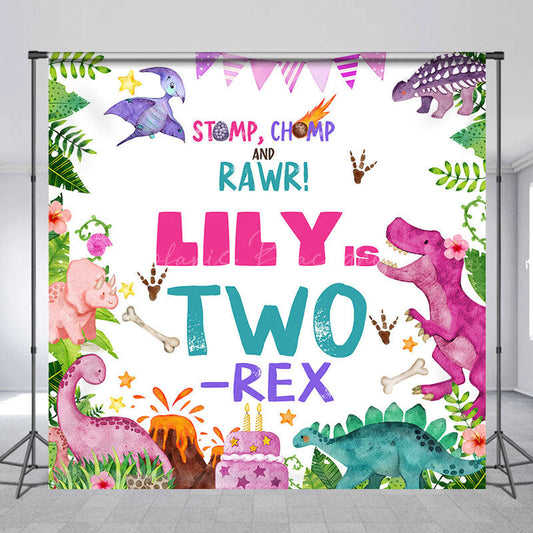 Lofaris Baby Dinosaur Two Rex Custom Name Birthday Backdrop