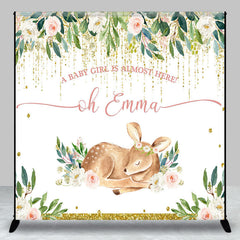 Lofaris Baby Girl Is Almost Here Deer Custom Name Backdrop