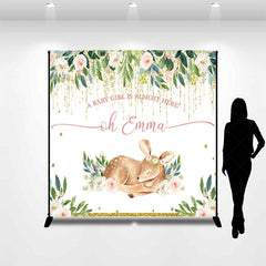 Lofaris Baby Girl Is Almost Here Deer Custom Name Backdrop