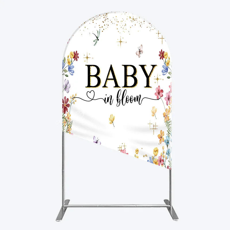 Lofaris Baby In Bloom Arch Backdrop Wildflower Butterfly Party Decoration Spring Garden Floral Background