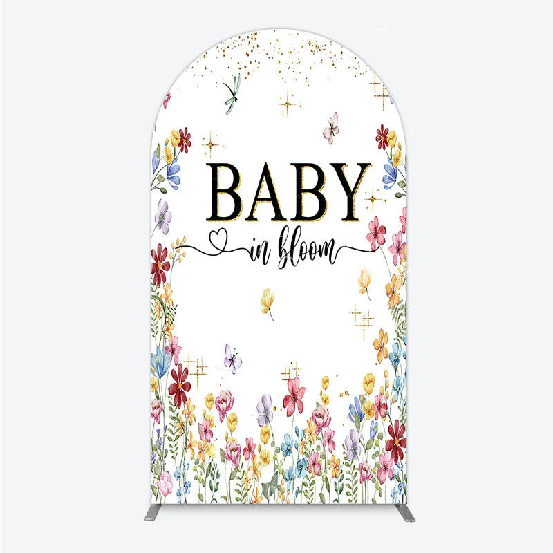 Lofaris Baby In Bloom Arch Backdrop Wildflower Butterfly Party Decoration Spring Garden Floral Background