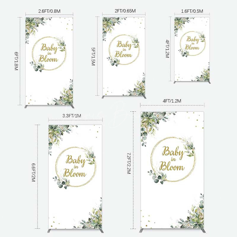 Lofaris Baby In Bloom Greenery Shower Rectangle Backdrop