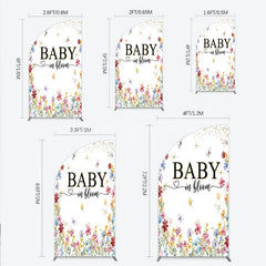 Lofaris Baby In Bloom Half Moon Arch Backdrop Wildflower Butterfly Party Decoration Spring Garden Floral Background