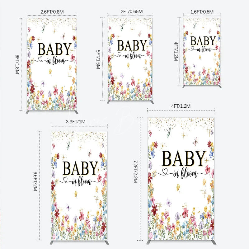 Lofaris Baby In Bloom Rectangle Backdrop Wildflower Butterfly Party Decoration Spring Garden Floral Background