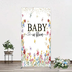 Lofaris Baby In Bloom Rectangle Backdrop Wildflower Butterfly Party Decoration Spring Garden Floral Background