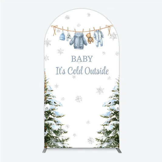 Lofaris Baby It¡¯s Cold Outside Arch Backdrop Winter Wonderland Shower and Snow Pine Forest Party Decoration
