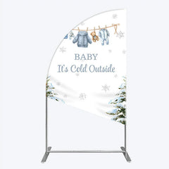 Lofaris Baby It¡¯s Cold Outside Half Moon Arch Backdrop Winter Wonderland Shower and Snow Pine Forest Party Decoration